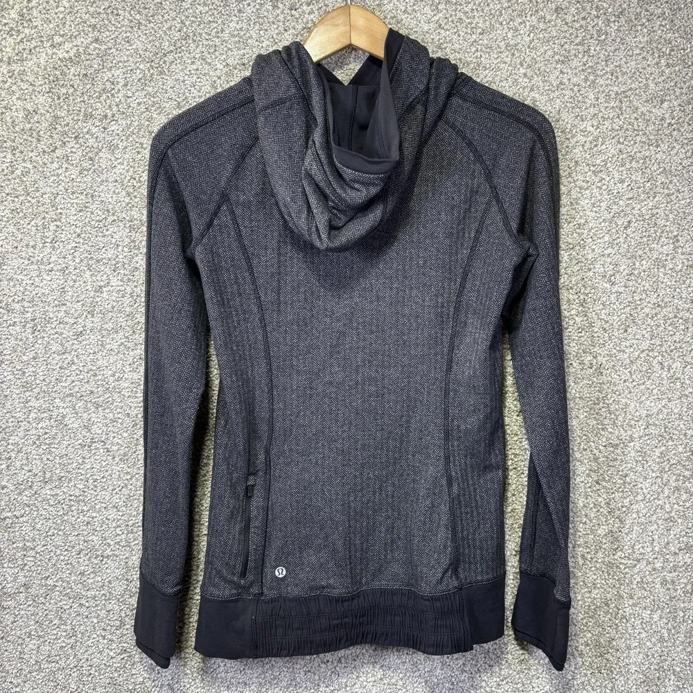 Lululemon Hoodie Womens 6 Gray Herringbone Pullover‎ Cowl Neck Pocket Athletic